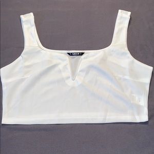 Womens Notch Neck Crop Tank Top-L